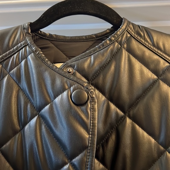 Perfect condition faux leather quilted Zara long jacket - Picture 2 of 5